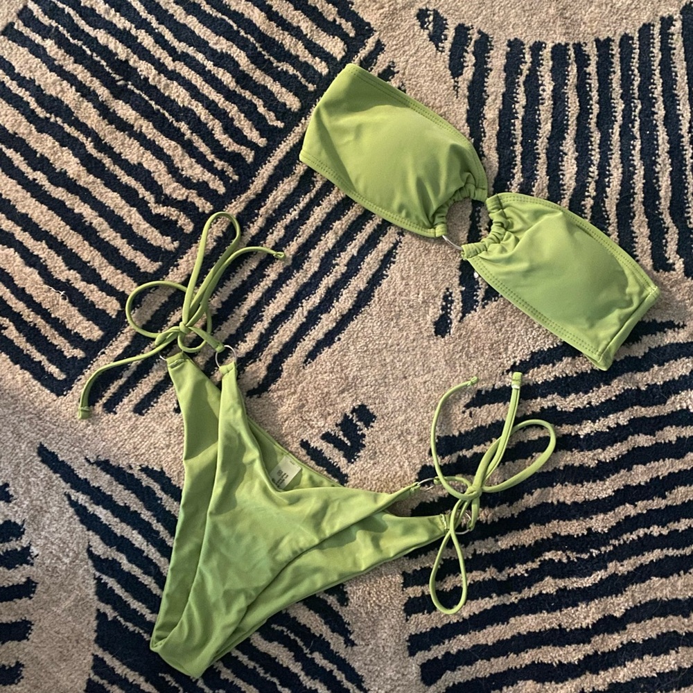Green Bandeau Bikini Set
